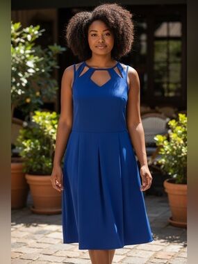 City Chic Blue Cutout Sleeveless Midi Dress